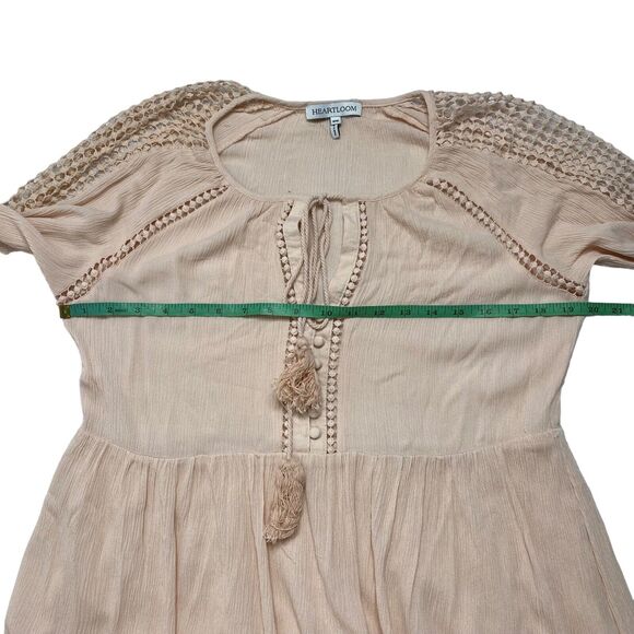 HEARTLOOM Crochet Pink Peasant Cottage Blouse Tunic Size Medium Boho Hippy - Picture 9 of 12